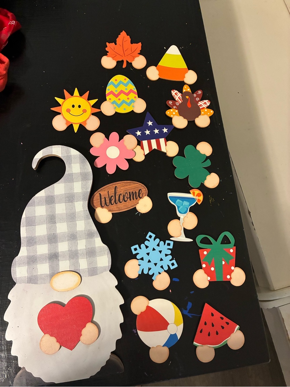 Wooden Gnome Interchangeable Holiday Door Hanger